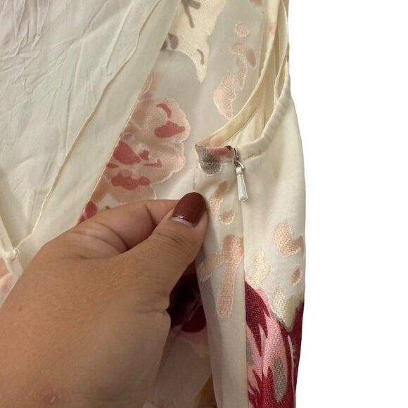 VTG B Moss Floral Silk Fairy Y2K Ruffle Trim Empire Midi Dress Womens Size 4 - Picture 6 of 6